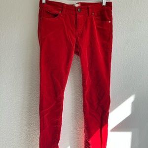 Cabi Corduroy Red Skinny Jeans